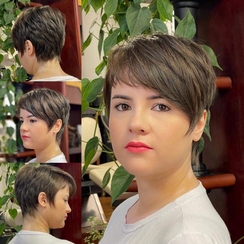 Asymmetrical Pixie with Ear Length Bangs